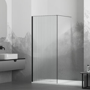 Изображение товара Душевая стенка RGW WA-08B Walk In, 120 см, стекло ribbed ребристое, профиль черный, 06100812-154