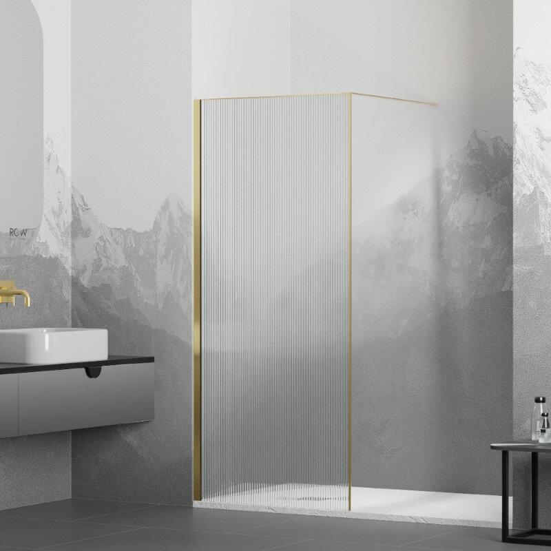Изображение товара Душевая стенка RGW WA-08G Walk In, 100 см, стекло ribbed ребристое, профиль золото браш, 06100810-156