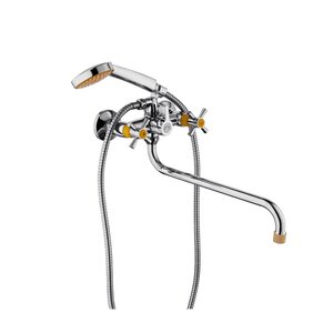 Изображение товара Смеситель PLStart для ванны и душа, с душевым гарнитуром, цвет хром/желтый, PL2218-9