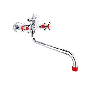 Изображение товара Смеситель PLStart для ванны и душа, с душевым гарнитуром, цвет хром/красный, PL2218-10