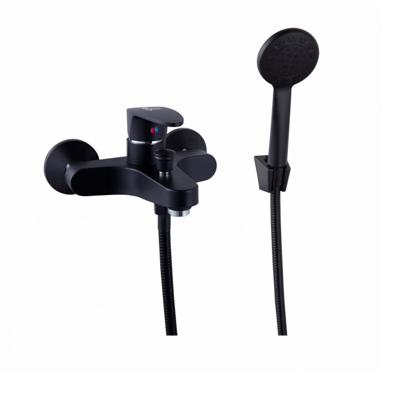 Изображение товара Пластиковый смеситель для ванны и душа PLStart с душевым гарнитуром черный