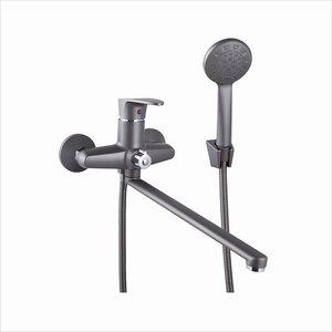 Изображение товара Пластиковый смеситель PLStart для ванны и душа, с душевым гарнитуром, цвет графит, PL2205-17