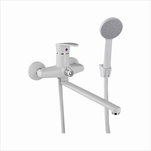 Изображение товара Пластиковый смеситель PLStart для ванны и душа, с душевым гарнитуром, цвет белый, PL2205-8