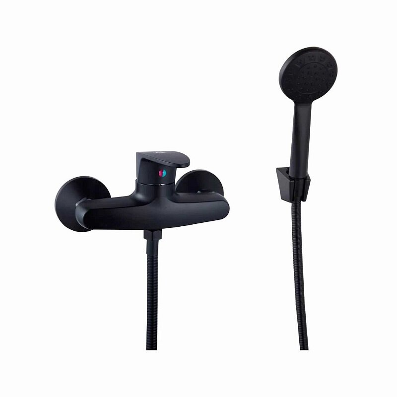 Изображение товара Пластиковый смеситель PLStart для душа, с душевым гарнитуром, цвет черный, PL2005-7