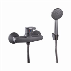 Изображение товара Пластиковый смеситель PLStart для душа, с душевым гарнитуром, цвет графит, PL2005-17