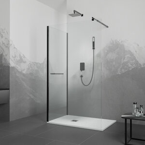 Изображение товара Душевой уголок RGW Walk In WA-005-1B (WA-002B+Z-060-2B), 120 х 80 см, стекло прозрачное, профиль черный, 351005128-14