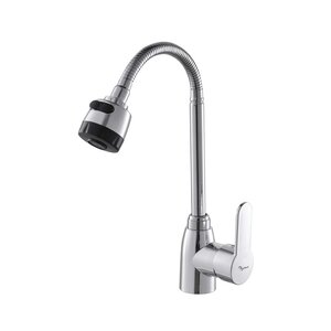 Изображение товара Пластиковый смеситель PLStart для кухонной мойки, гибкий излив, цвет хром, PL4302