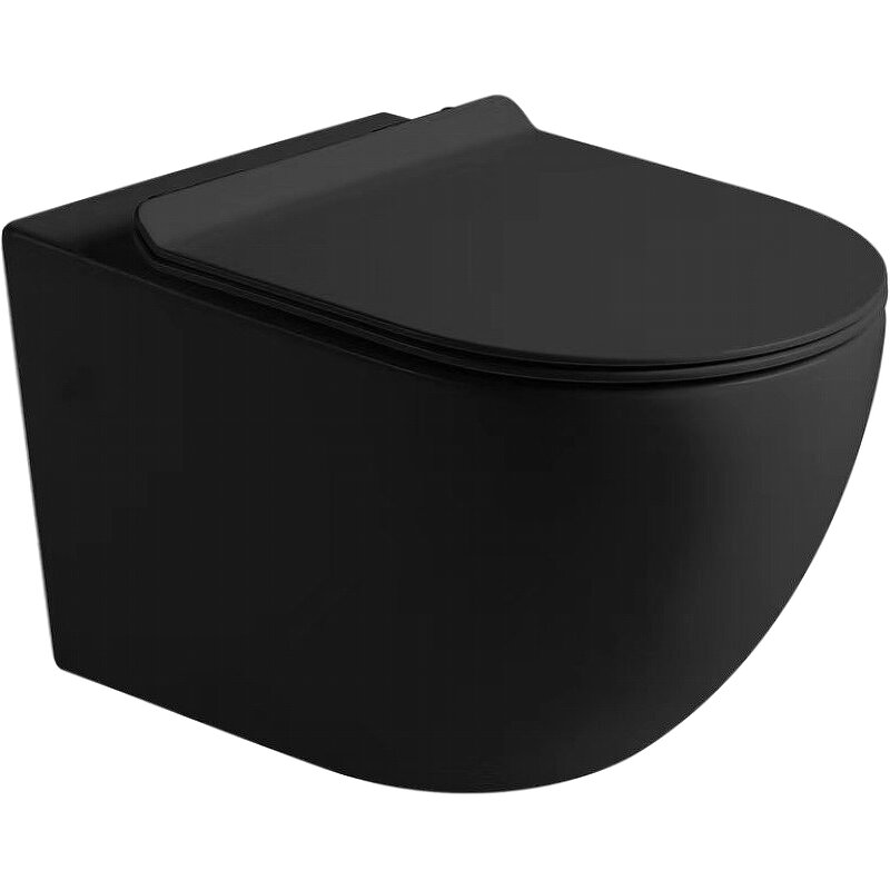 Изображение товара Подвесной безободковый унитаз SantiLine SL-5002MB черный матовый с микролифтом