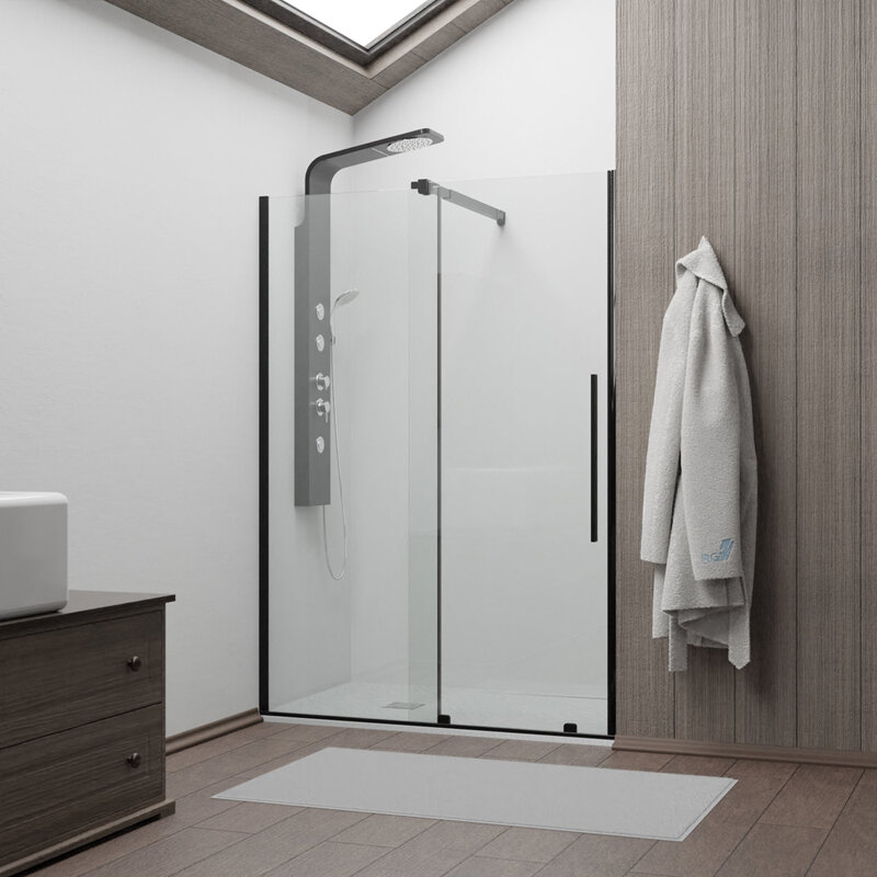 Изображение товара Душевая дверь RGW Tornado TO-18B 140 см стекло прозрачное черный профиль