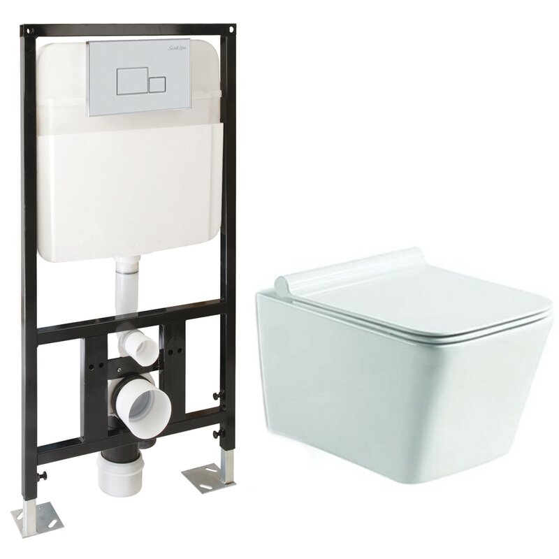 Изображение товара Инсталляция SantiLine с безободковым унитазом SL-5007 и сиденьем микролифт