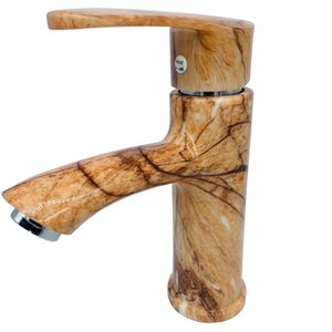 Изображение товара Пластиковый смеситель  PLStart для раковины, цвет коричневый мрамор/хром, PL1003-24