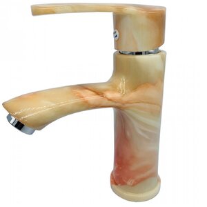 Изображение товара Пластиковый смеситель PLStart для раковины, цвет бежевый мрамор/хром, PL1003-41