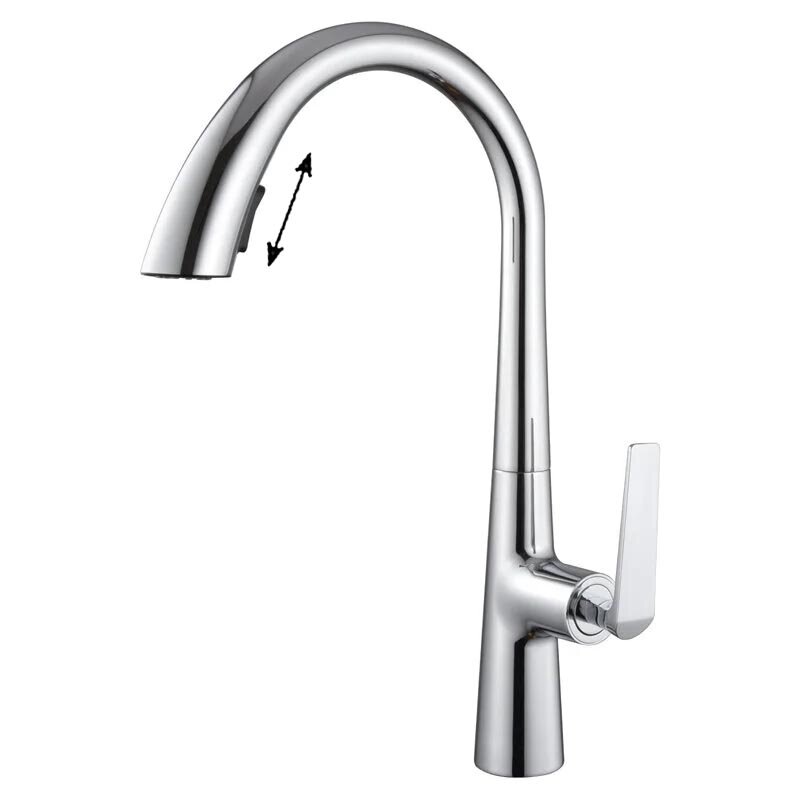 Изображение товара Смеситель Orange Boni M15-120cr для кухонной мойки с выдвижным изливом и хромовым покрытием