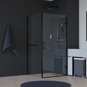 Изображение товара Душевой уголок RGW Hotel HO-045-1-B (HO-011B + Z-060-2B + держ), 90 х 80 см, дверь распашная, стекло прозрачное, черный, 3506045198-014