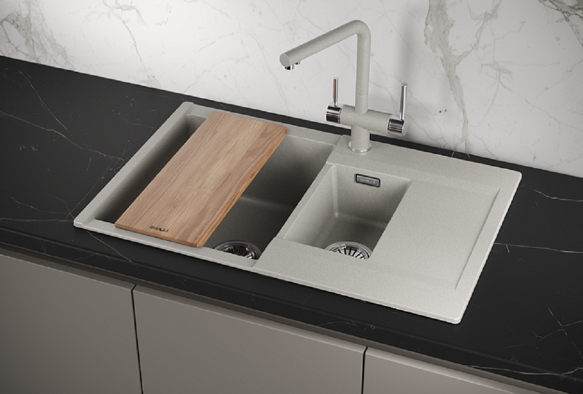 Изображение товара Кухонная мойка Granula Estetica ES-7808 из кварца с двумя чашами и комплектом