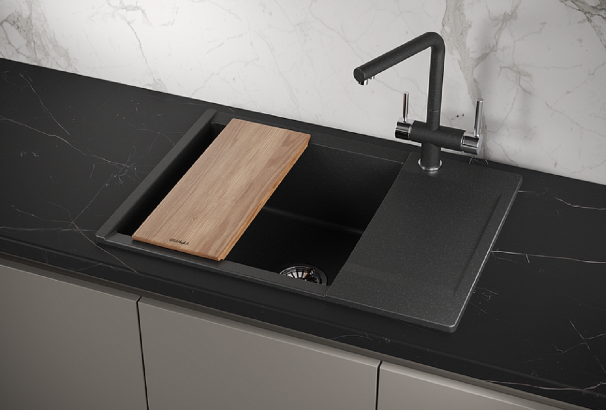 Изображение товара Кухонная мойка Granula Estetica ES-7003 черный искусственный камень с крылом