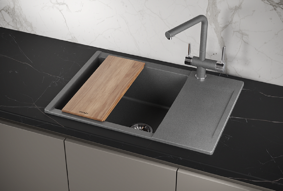 Изображение товара Кухонная мойка Granula Estetica ES-7003 графит кварц встраиваемая 70х50 см