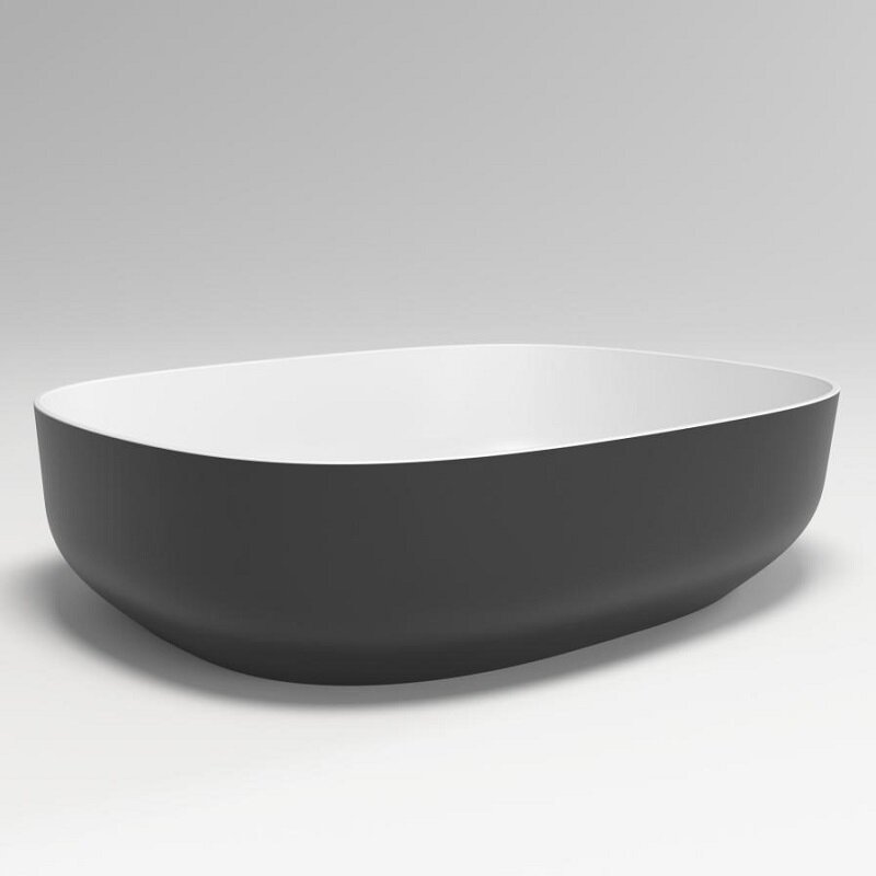 Изображение товара Раковина Plumberia VELOMA OVAL BN 48х38 см из искусственного камня белый матовый/черный