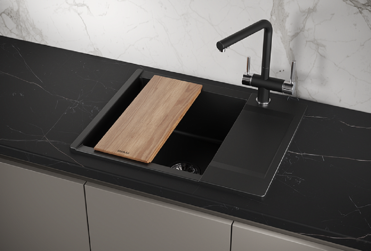 Изображение товара Кухонная мойка Granula Estetica ES-6202 из кварца черная с крылом 62х50 см