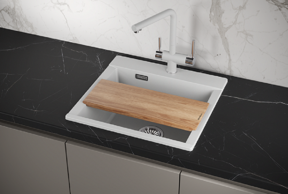 Изображение товара Кухонная мойка Granula Estetica ES-5201 белая кварцевая встроенная 52х50 см