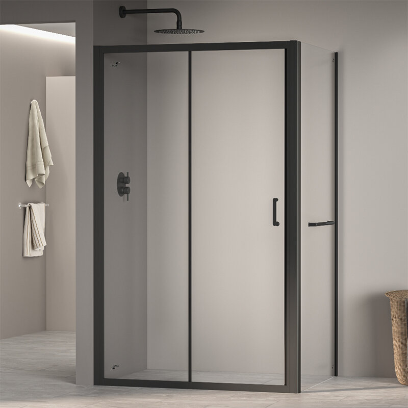 Изображение товара Душевой уголок RGW PA-74-1B 120x80 цвет черный стекло прозрачное простая установка