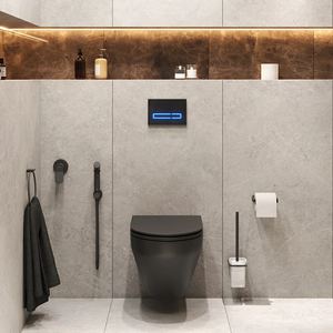 Изображение товара Подвесной унитаз с инсталляцией и аксессуарами Am.Pm Spirit V2.0 черный матовый