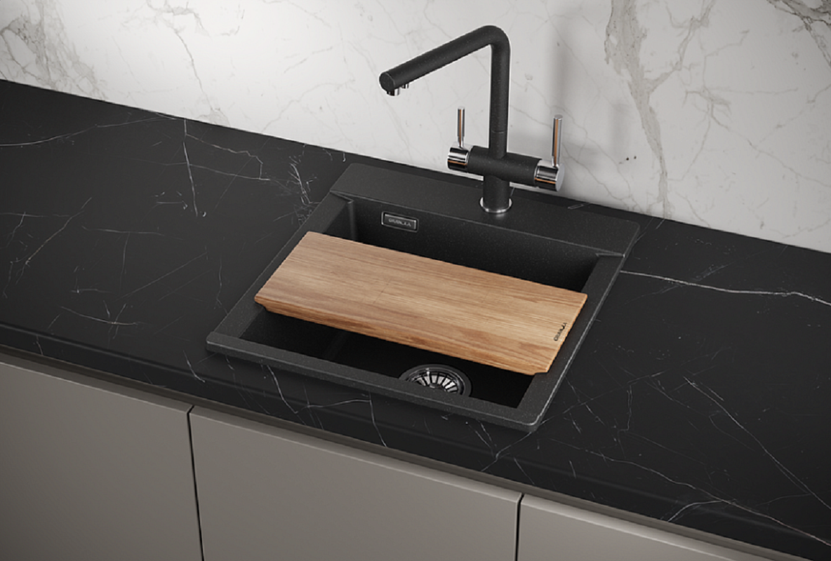 Изображение товара Кухонная мойка Granula Estetica 4701 из кварца черная с комплектом