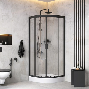 Изображение товара Комплект душевого уголка с душевой системой и аксессуарами AM.PM Gem, цвет черный матовый, WK90EM