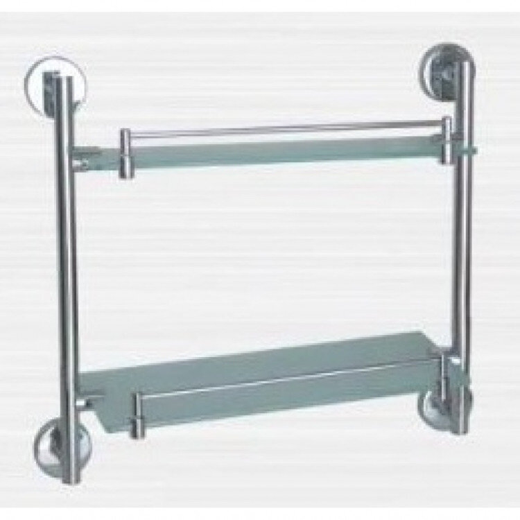 Изображение товара Полка стеклянная Rain Bowl Long 2202, 2 яруса, с ограничителем, хром