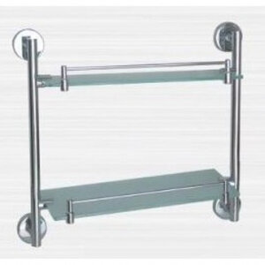 Изображение товара Стеклянная полка Rainbowl Long 2202 2 яруса с ограничителем хром