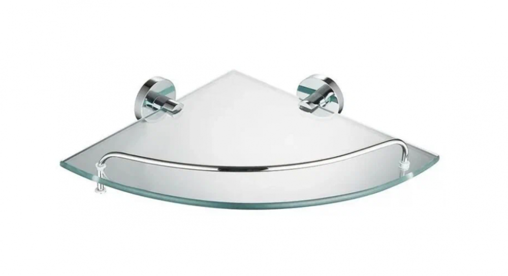 Изображение товара Полка Rainbowl Long 2243 с ограничителем, хром — настенная угловая из стекла и латуни