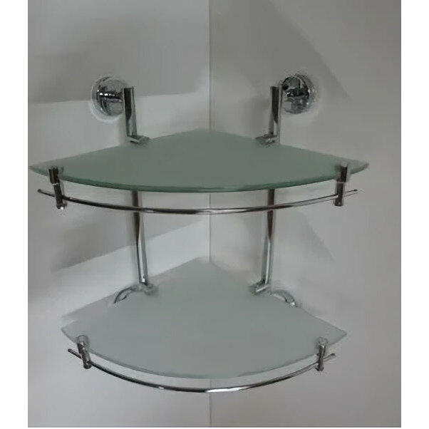 Изображение товара Стеклянная угловая полка Rainbowl Long 2243-2 с ограничителем хром