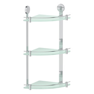 Изображение товара Стеклянная угловая полка Artwelle Harmonie 3-х ярусная 26 см хром Германия