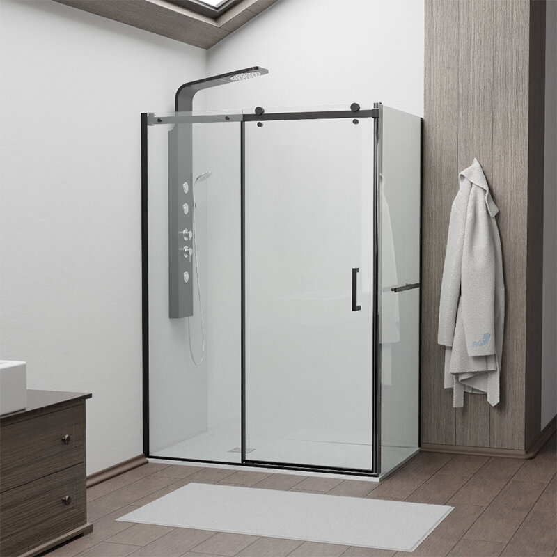 Изображение товара Душевой уголок RGW TO-44-1B 150x90 см раздвижная стеклянная дверь черный профиль
