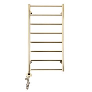 Изображение товара Полотенцесушитель электрический Domoterm Медея П8, ширина 40 см, высота 80 см, ТЭН справа/слева, с таймером, цвет золото, Медея П8 400х800 ER/Медея П8 400х800 EL