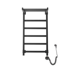 Изображение товара Полотенцесушитель электрический Domoterm Квадро Плюс с полкой П6, ширина 40 см, высота 80 см, ТЭН справа/слева, с таймером, черный матовый, Квадро Плюс с полкой П6 400х800 EL черный/Квадро Плюс с полкой П6 400х800 ER черный