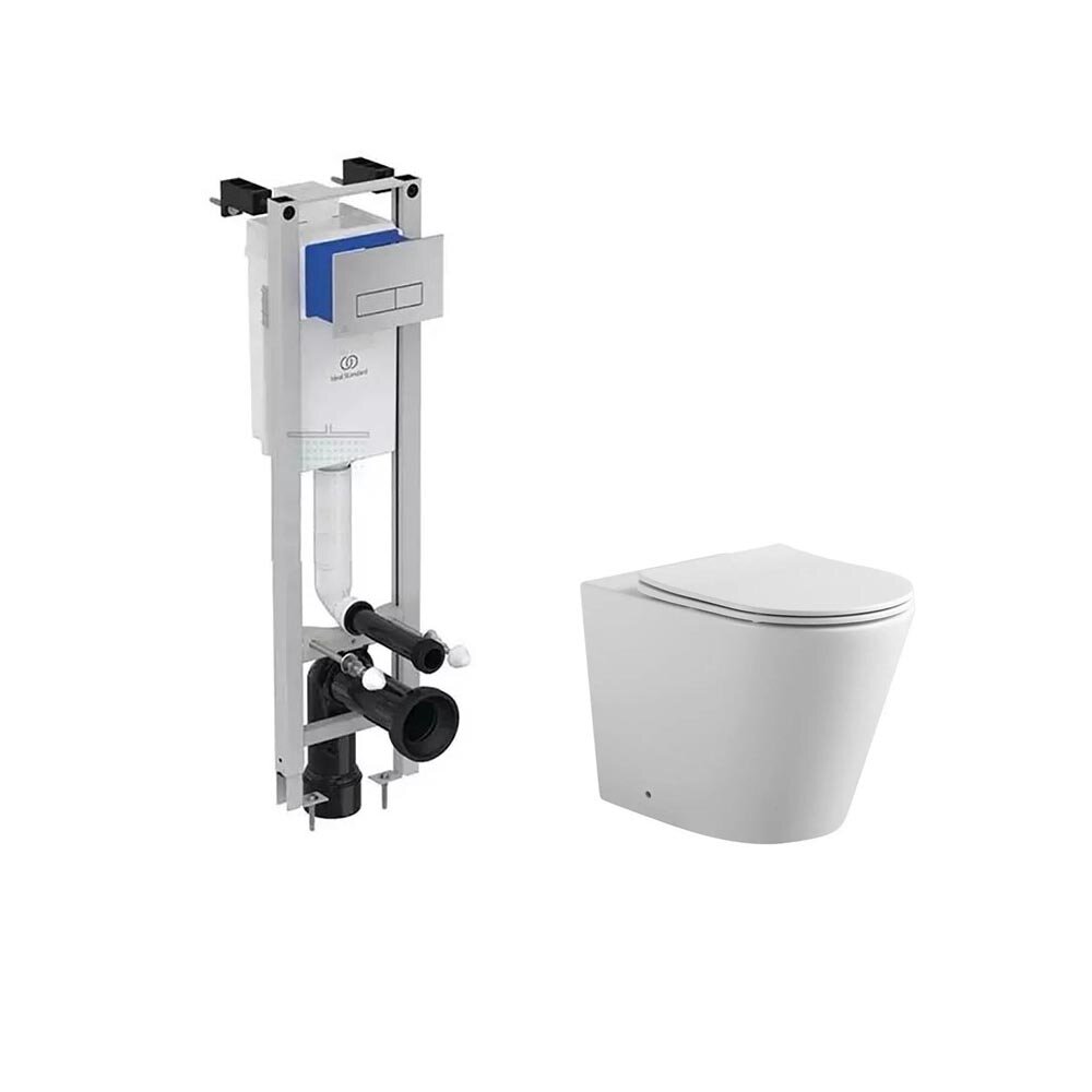Изображение товара Инсталляция Ideal Standard Prosys Eco Frame M с безободковым унитазом Aquatek Вега E233267/AQ1906-00, AQ1906-00, белый, сиденье микролифт