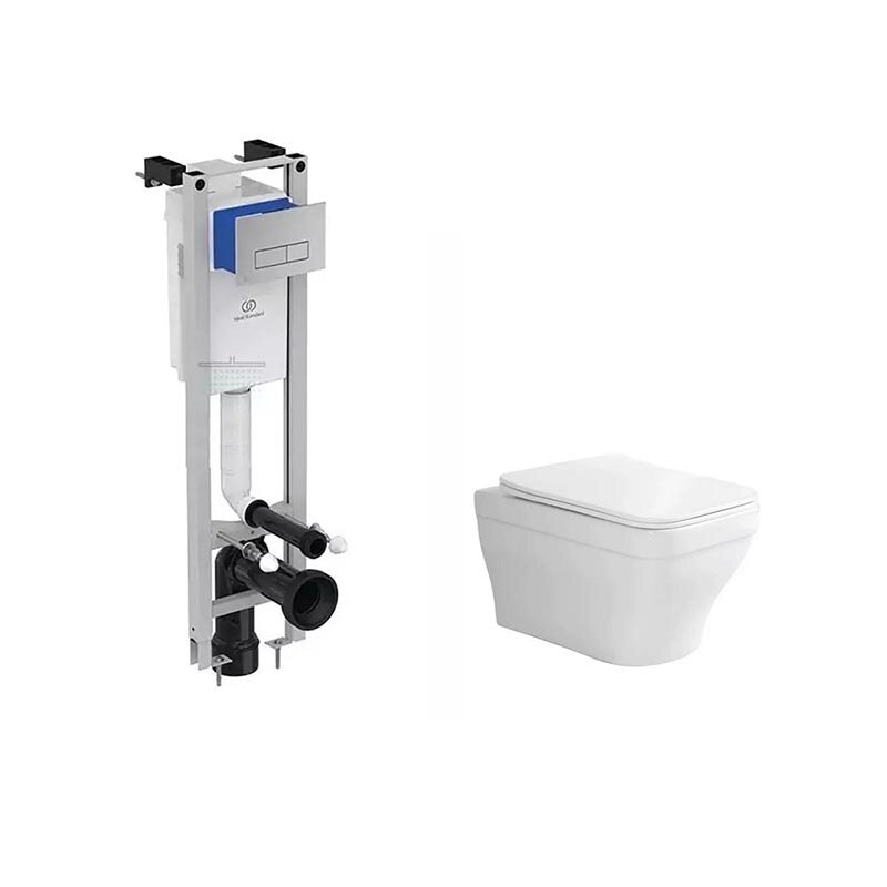 Изображение товара Инсталляция Ideal Standard Prosys Eco Frame M с безободковым унитазом Aquatek Амадео E233267/AQ1163-00, AQ1163-00, белый, сиденье Soft Close