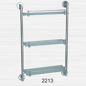 Изображение товара Полка стеклянная Rain Bowl Long 2213, 3 яруса, с ограничителем, хром