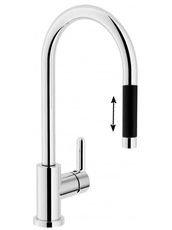 Изображение товара Смеситель Nobili ABC для кухни с вытяжным изливом и вращающимся изливом, хром