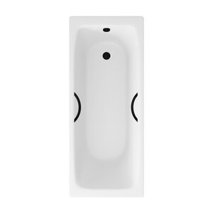 Изображение товара Ванна чугунная Delice Biove DLR220509RB, 170 x 75 см, без покрытия, с черными матовыми ручками, цвет белый