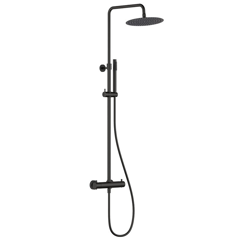 Изображение товара Душевая система Aquame, термостатическая, цвет черный матовый, AQM8006MB