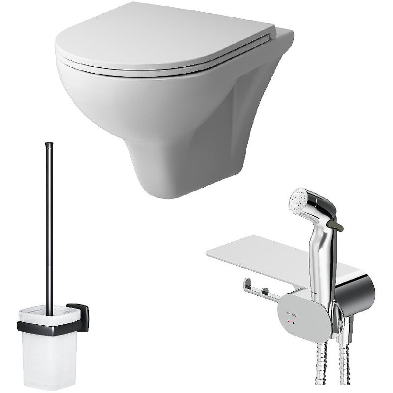 Изображение товара Комплект для ванной комнаты Am.Pm Gem с унитазом и гигиеническим душем, белый, хром