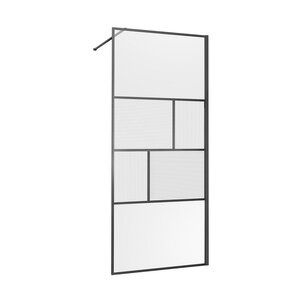 Изображение товара Душевая стенка Vincea Walk-In, 90 см, стекло прозрачное/рифленное, профиль воронёная сталь, gunmetal, VSW-1HC900CFGM