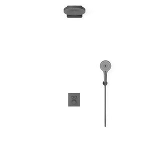 Изображение товара Душевая система Vincea Inspire VSFW-3I21T1GM, термостатическая, 2 потребителя, воронёная сталь, gunmetal