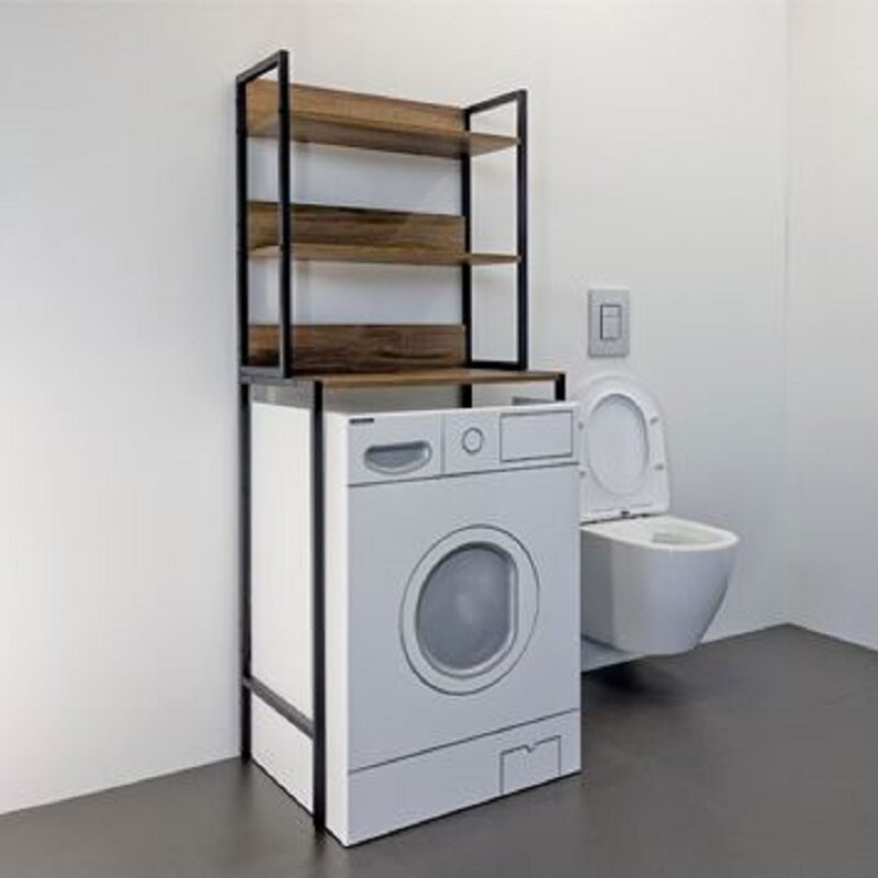 Изображение товара Шкаф Comforty, 65 см, для стиральной машины, напольный, дуб тёмно-коричневый/черный, 00-00011201 (00-00011201CF)
