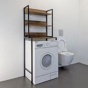 Изображение товара Шкаф для ванной Comforty 65 см для стиральной машины напольный дуб тёмно-коричневый/черный