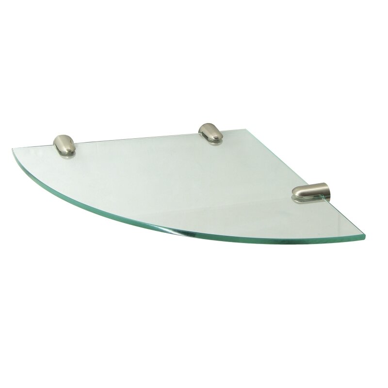 Изображение товара Полка стеклянная угловая WasserKRAFT Серия К, цвет держателя никель, K-533NICKEL