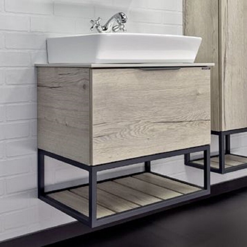 Изображение товара Тумба с раковиной Comforty Порто, 60 см, подвесная, дуб дымчатый