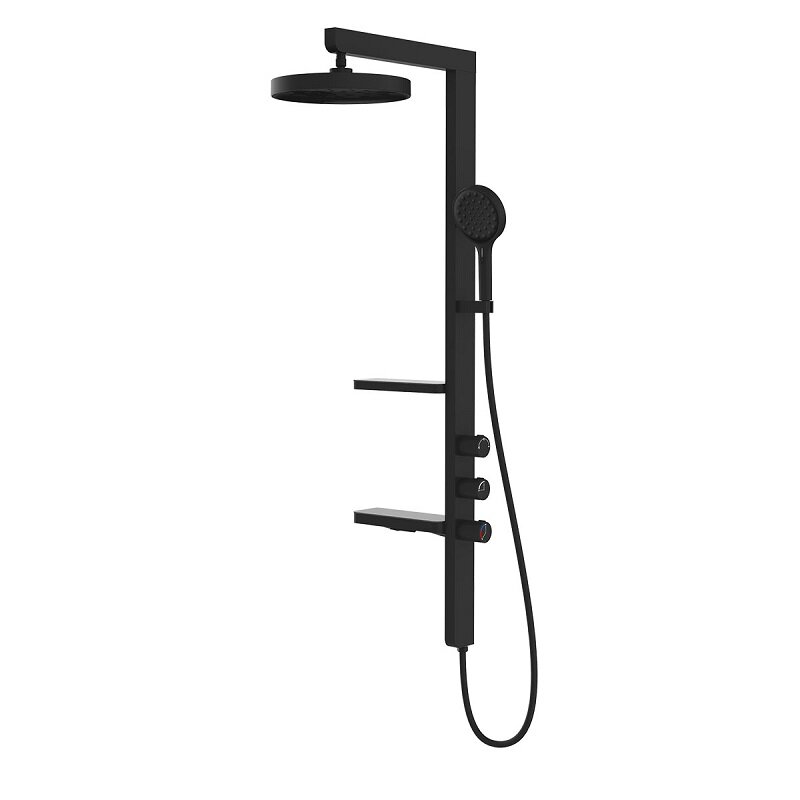 Изображение товара Душевая система Vincea Inspire VSFS-3I11MB с каскадным изливом и 3 режимами, черный матовый